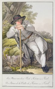 Un contadino della valle del Tesino in Tirolo, da una collezione di 24 tavole a colori, pubblicata c.1800 da Josef Anton Kapeller